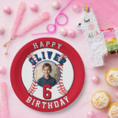 Baseball Ball Kids Photo Birthday Party ペーパープレート (パーティー)