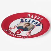 Baseball Ball Kids Photo Birthday Party ペーパープレート (アングル)