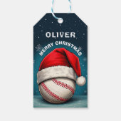 Baseball Ball Red Santa Hat Name Christmas  ギフトタグ (裏面)