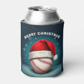 Baseball Ball Red Santa Hat Name Christmas  缶クーラー (缶正面)