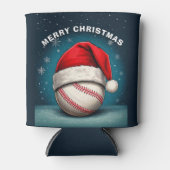 Baseball Ball Red Santa Hat Name Christmas  缶クーラー (正面)