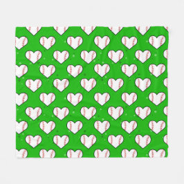 Baseball Ball Texture In Heart Shape - Pattern  フリースブランケット