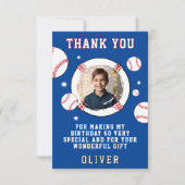 Baseball Ball Themed Birthday Party Photo サンキューカード (正面)