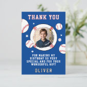 Baseball Ball Themed Birthday Party Photo サンキューカード (スタンド正面)