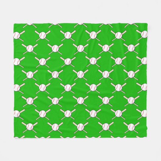 Baseball - Balls & Bats Seamless Pattern  フリースブランケット (正面(横))