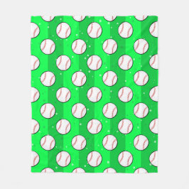 Baseball Balls - Seamless Pattern on Green Field  フリースブランケット