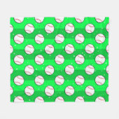 Baseball Balls - Seamless Pattern on Green Field  フリースブランケット (正面(横))