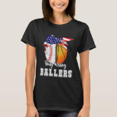 Baseball Basketball Mom Busy Raising Ballers Ameri Tシャツ (正面)