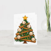 Baseball Bat Christmas Tree Lights Holiday Design  カード (正面)