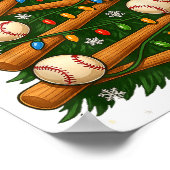 Baseball Bat Christmas Tree Lights Holiday Design  ポスター (角)