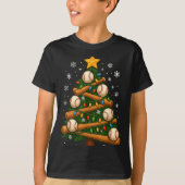 Baseball Bat Christmas Tree Lights Holiday Design  Tシャツ (正面)