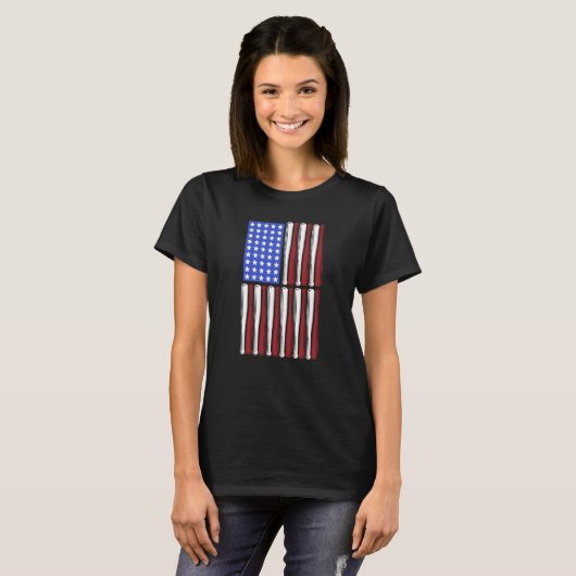 Baseball Bata USA Patriotic American Flag Player C Tシャツ (正面フル)