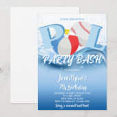 Baseball Beach Ball Pool Party Bash Birthday 招待状 (正面/裏面)