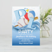 Baseball Beach Ball Pool Party Birthday 招待状 (スタンド正面)