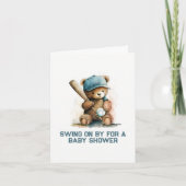Baseball Bear Boy Little Slugger  Baby Shower 招待状 (正面)