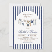 Baseball Bear Clothesline Baby Shower 招待状 (正面)