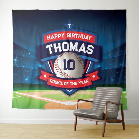 Baseball Birthday banner backdrop  タペストリー (インサイチュ(横))