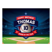 Baseball Birthday banner backdrop  ポスター (正面)