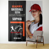 Baseball Birthday, Baseball Girl Player Backdrops タペストリー (インサイチュ)