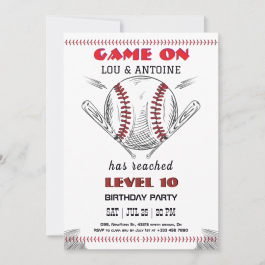 Baseball Birthday Invitation 招待状 (正面)