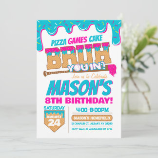 Baseball Birthday Invitation Drip Bruh Theme 招待状