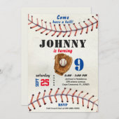 Baseball birthday invitation for boy with photo 招待状 (正面/裏面)