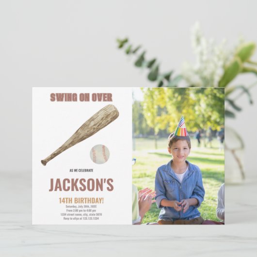 Baseball Birthday Invitations with photo 招待状 (スタンド正面)