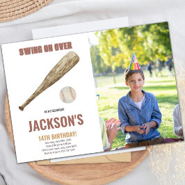 Baseball Birthday Invitations with photo 招待状