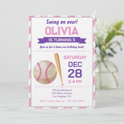 Baseball Birthday Party 招待状 (スタンド正面)