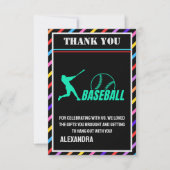 Baseball Birthday Party, Baseball Girl Player サンキューカード (正面)