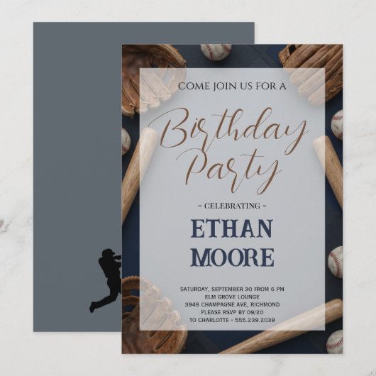 Baseball Birthday Party for Adults 招待状 (正面/裏面)