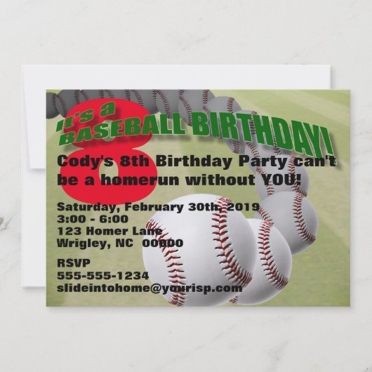 Baseball Birthday! PARTY INVITATION 招待状 (正面)