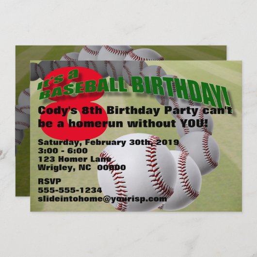 Baseball Birthday! PARTY INVITATION 招待状 (正面/裏面)