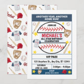 Baseball Birthday Party Invitation 招待状 (正面/裏面)