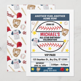 Baseball Birthday Party Invitation 招待状