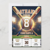 Baseball Birthday Party Sports Theme for Kids 招待状 (正面)