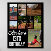 Baseball Birthday Party Welcome Poster | Editable  ポスター (正面)