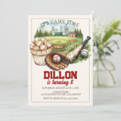 Baseball birthday, sports birthday, baseball party 招待状 (スタンド正面)