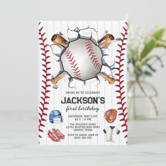 Baseball Boy Birthday Party Invitation 招待状 (スタンド正面)