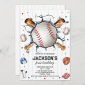 Baseball Boy Birthday Party Invitation 招待状 (正面/裏面)