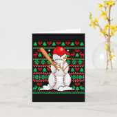Baseball Boys Men Christmas Snowman Players Ugly X カード (黄色い花)