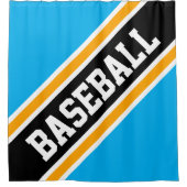 BASEBALL Bright Azure Yellow Black Racingストライプズ シャワーカーテン (正面)