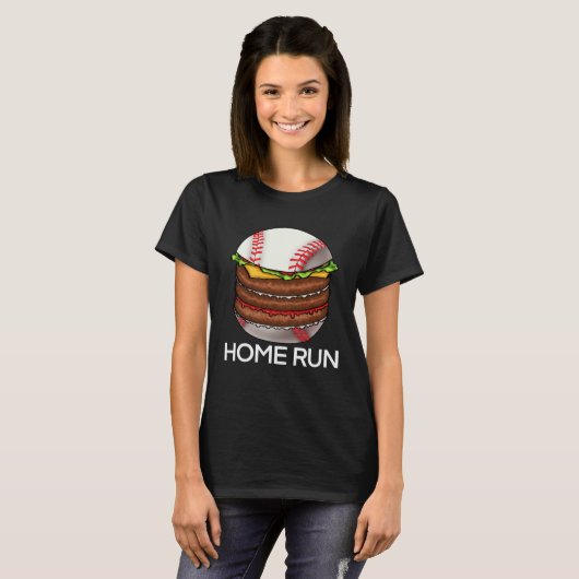 Baseball Burger Home Run  Women Love Game Fries Fo Tシャツ (正面フル)