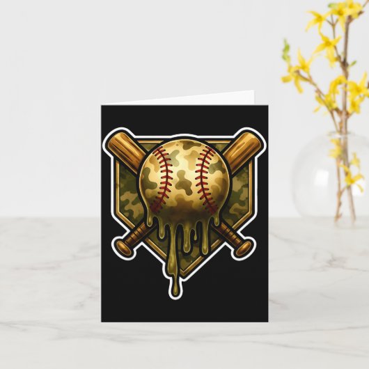 Baseball Camo Drip Ice Cream Youth Boys Srts カード (黄色い花)