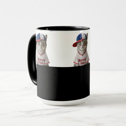 Baseball Cat, Katze mit Basecap und Baseball Shirt マグカップ (正面左)