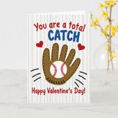 Baseball Catch Valentine Card カード (黄色い花)