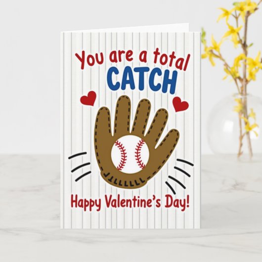 Baseball Catch Valentine Card カード (黄色い花)