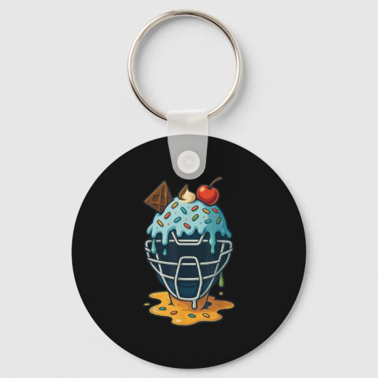 Baseball Catcher Mask Ice Cream Drip Sprinkles Des キーホルダー (正面)