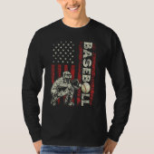 Baseball Catcher US Flag  Dad Men Patriotic 4th Of Tシャツ (正面)
