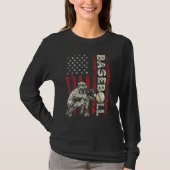Baseball Catcher US Flag  Dad Men Patriotic 4th Of Tシャツ (正面)
